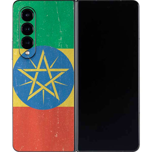 Ethiopia Flag Distressed Galaxy Z Fold4 5G Skin